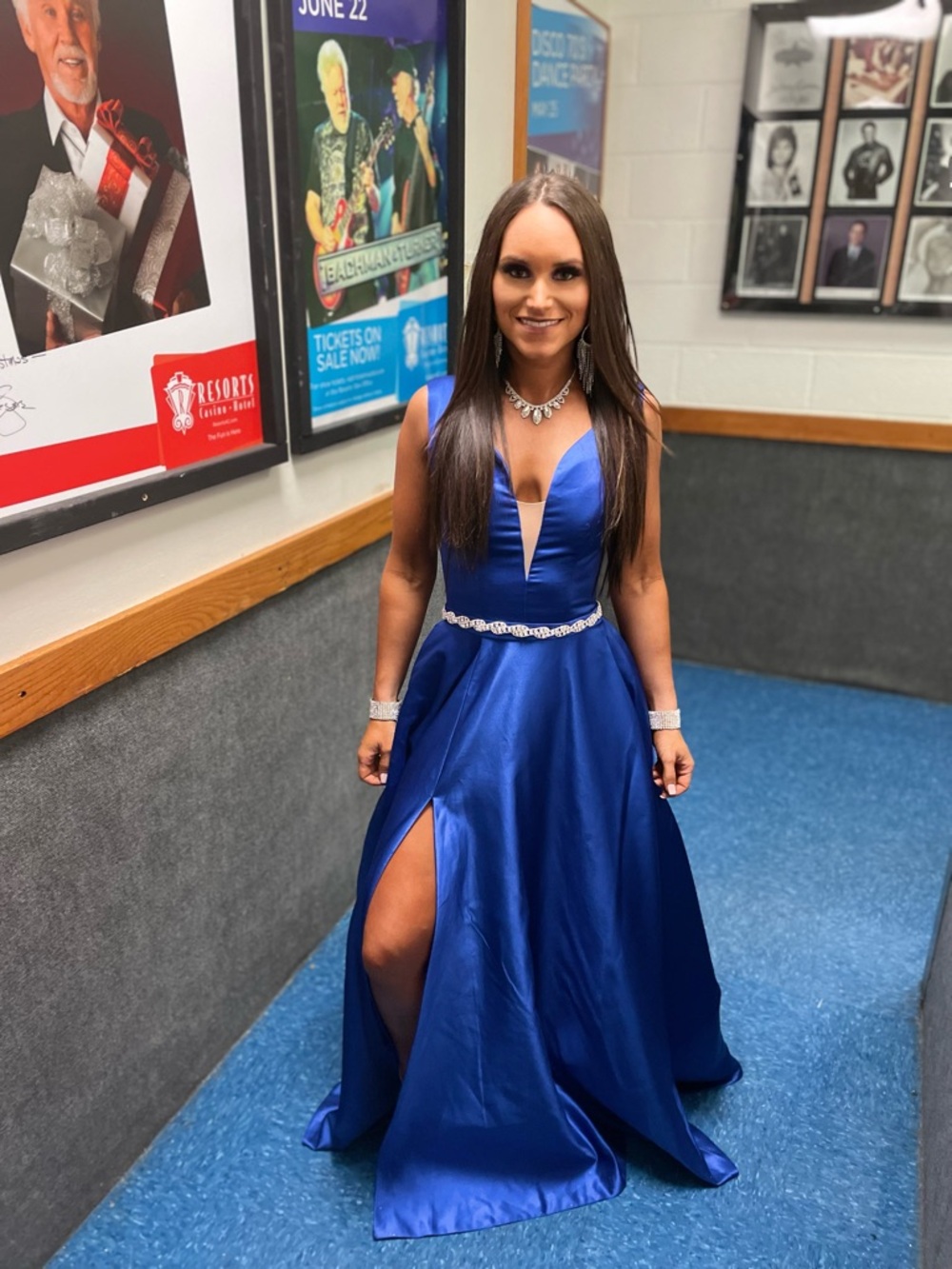 Royal Blue Evening Gown with Plunging V-Neck